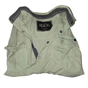 Green Buckle Black Button Down Shirt Standard Fit Medium